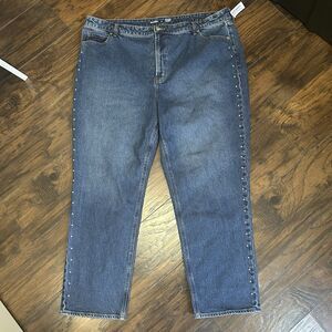 Old Navy Extra High Rise Straight Leg Silver Studded Jeans NWT Plus Size 24